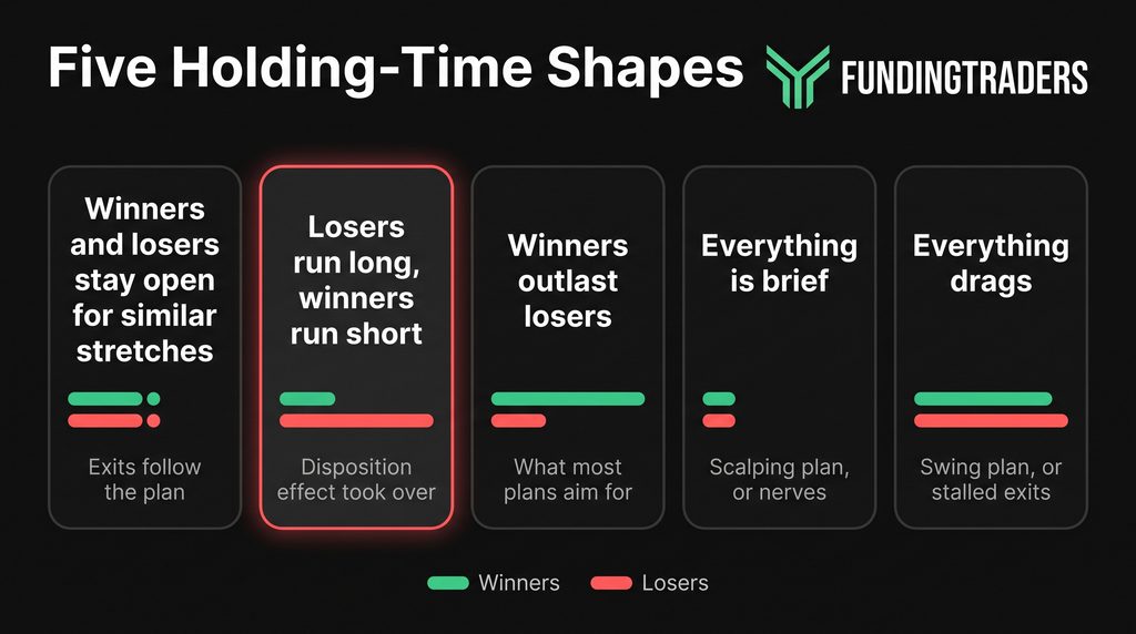 Five holding time patterns for winning and losing trades and what each one says about trade execution